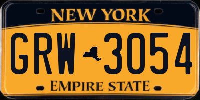 NY license plate GRW3054