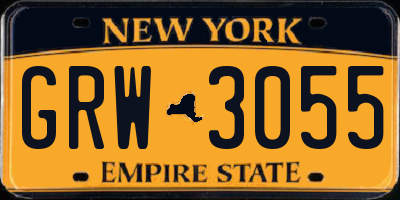 NY license plate GRW3055