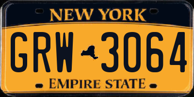 NY license plate GRW3064
