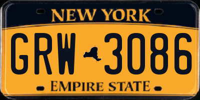 NY license plate GRW3086