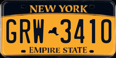 NY license plate GRW3410