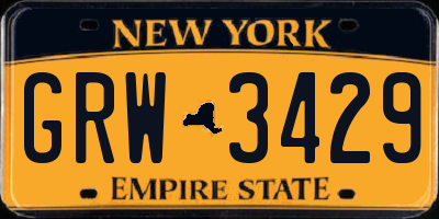 NY license plate GRW3429