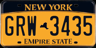 NY license plate GRW3435