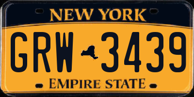 NY license plate GRW3439
