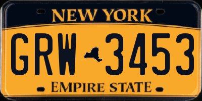 NY license plate GRW3453