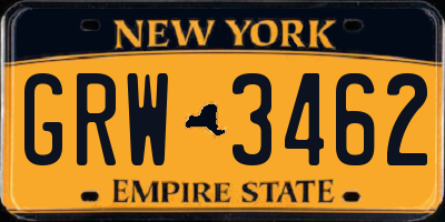 NY license plate GRW3462