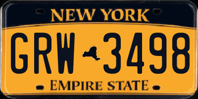 NY license plate GRW3498