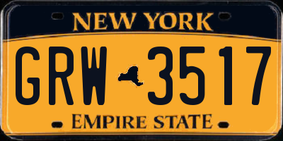 NY license plate GRW3517