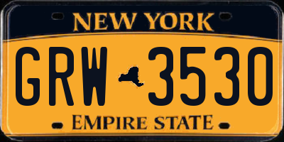 NY license plate GRW3530