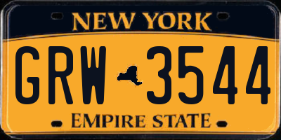NY license plate GRW3544