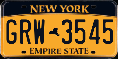 NY license plate GRW3545