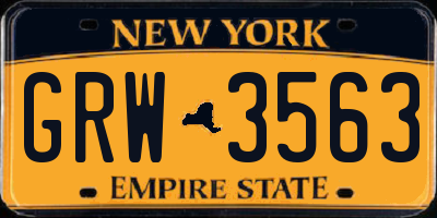 NY license plate GRW3563