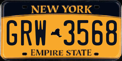 NY license plate GRW3568