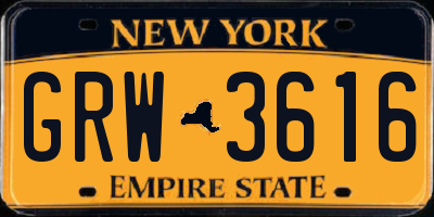 NY license plate GRW3616