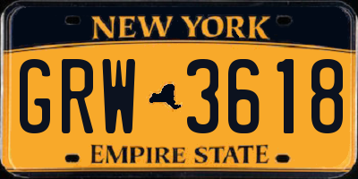 NY license plate GRW3618