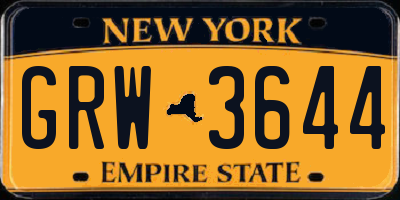 NY license plate GRW3644