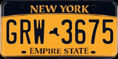 NY license plate GRW3675