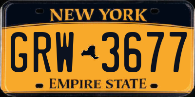 NY license plate GRW3677