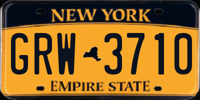 NY license plate GRW3710