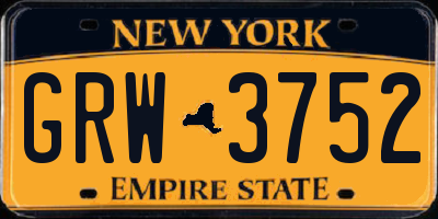 NY license plate GRW3752