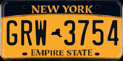 NY license plate GRW3754