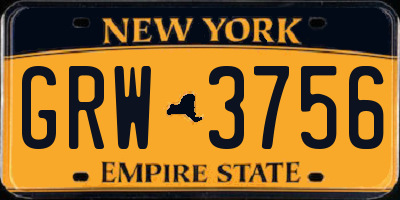 NY license plate GRW3756