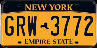 NY license plate GRW3772