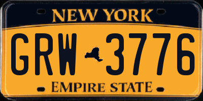 NY license plate GRW3776