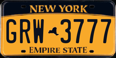 NY license plate GRW3777