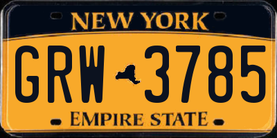 NY license plate GRW3785