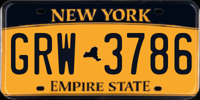 NY license plate GRW3786