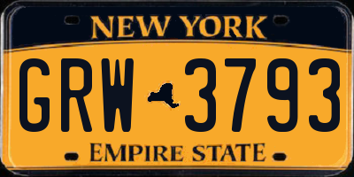 NY license plate GRW3793