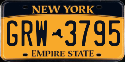 NY license plate GRW3795