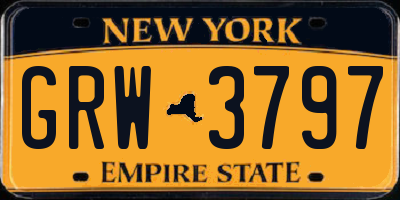 NY license plate GRW3797