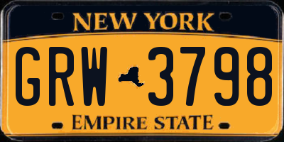 NY license plate GRW3798