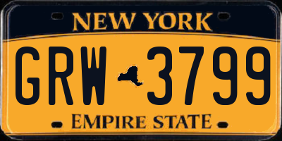 NY license plate GRW3799