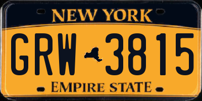 NY license plate GRW3815