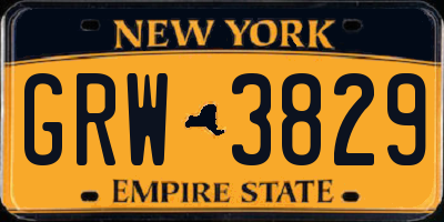 NY license plate GRW3829