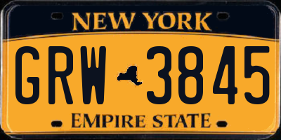 NY license plate GRW3845