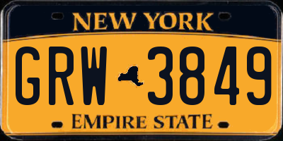 NY license plate GRW3849