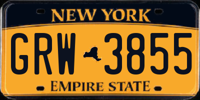 NY license plate GRW3855