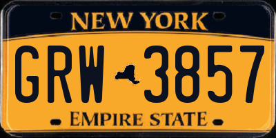 NY license plate GRW3857
