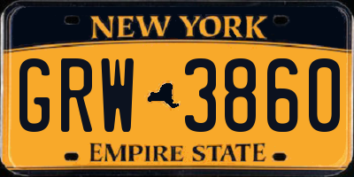NY license plate GRW3860