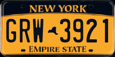 NY license plate GRW3921