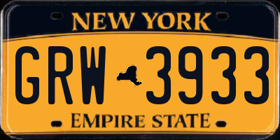 NY license plate GRW3933