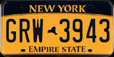 NY license plate GRW3943