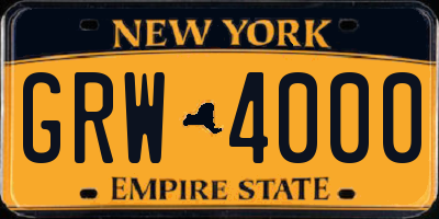 NY license plate GRW4000