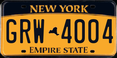 NY license plate GRW4004