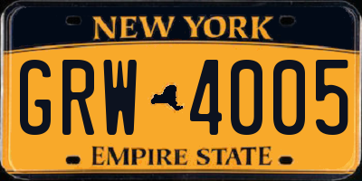 NY license plate GRW4005