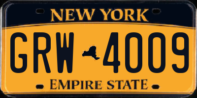 NY license plate GRW4009